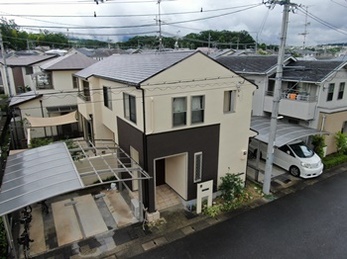 外壁　日本ペイント パーフェクトトップ　屋根　JPM フッ素UVコートで塗り替えさせていただきました。